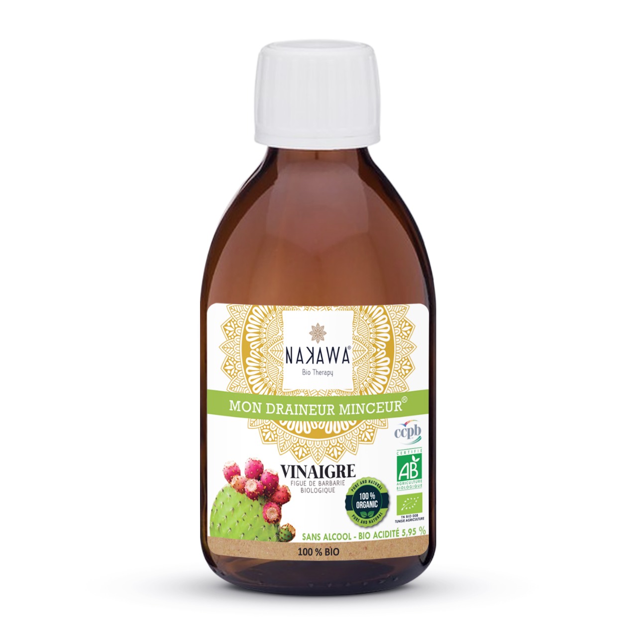 Organic Prickly Pear Vinegar 250 ml - Nakawa Bio - Tunisian Product